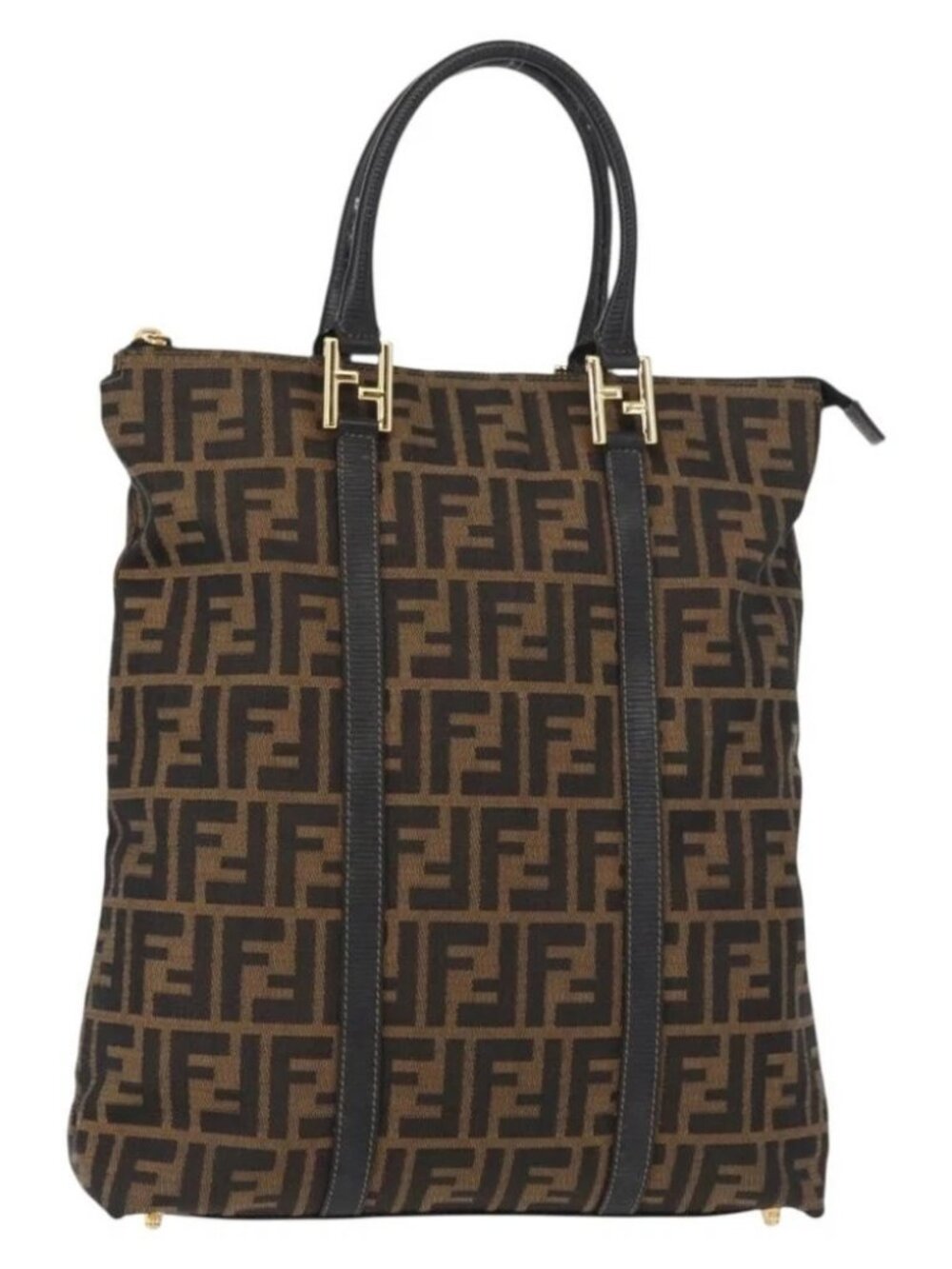 FENDI Zucca Canvas Tote Bag Black Brown Auth - Picture 3 of 16